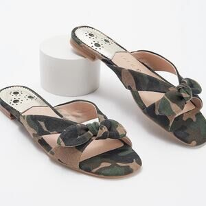 Jack Rogers Tilly Camo Crossband Bow Slide Sandals Size 6